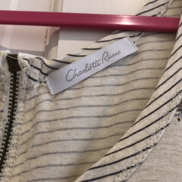 Charlotte Russe Oatmeal Floral and Stripe Tank Top - Picture 3 of 7